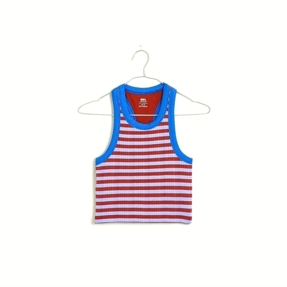 Madewell variegated crop striped tank cosmic violet XXS NWT - Picture 5 of 9